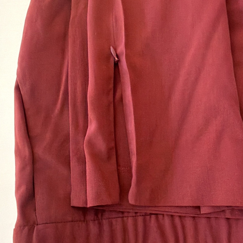 Theory Wool Pants Women's Size 12 Burgundy Red Zip Ankle Pockets - Picture 11 of 11